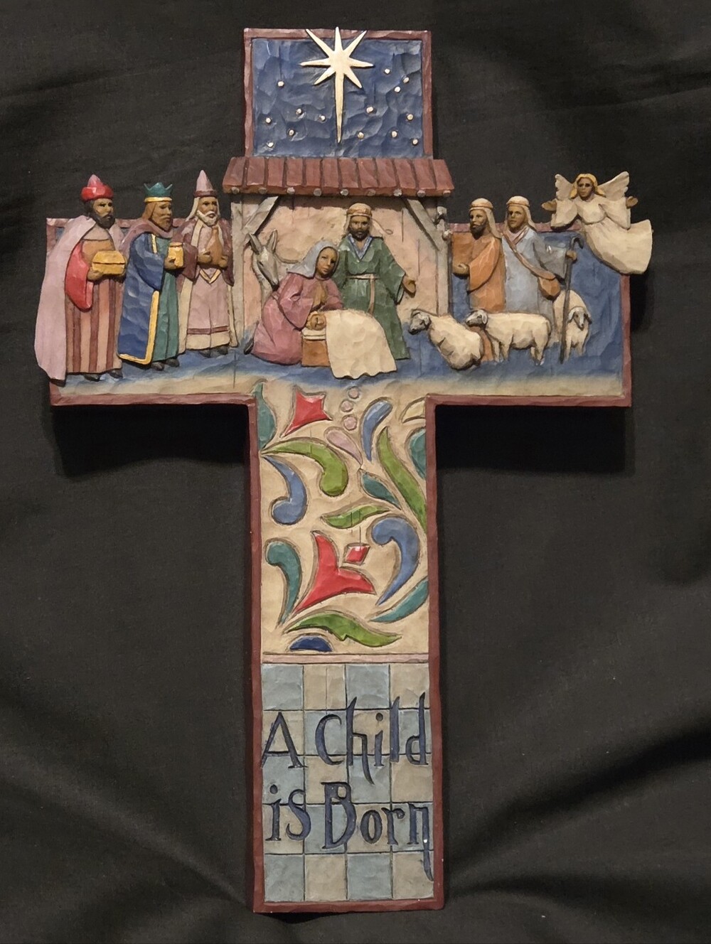 A Child Is Born Nativity Scene Cross Jim Shore Heartwood Creek Collection